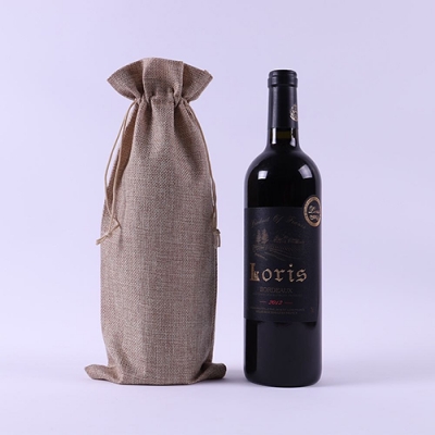 Jute Drawstring Reusable Wine Gift Bag