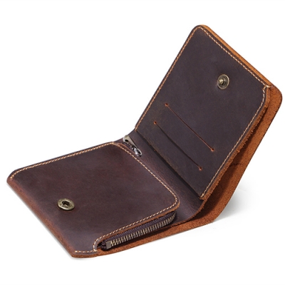 Leder Reißverschluss Bifold Münzgeldbörsen