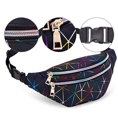 PU Geometrischer Gürtel Bum Bag Holographic