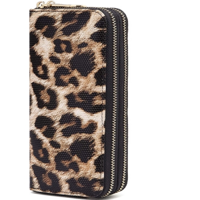 Damen lange Geldbörse Leopard Print Leder Smart   Geldbörse